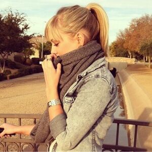 J. Crew Heather Gray Soft Knit Blend Infinity Scarf